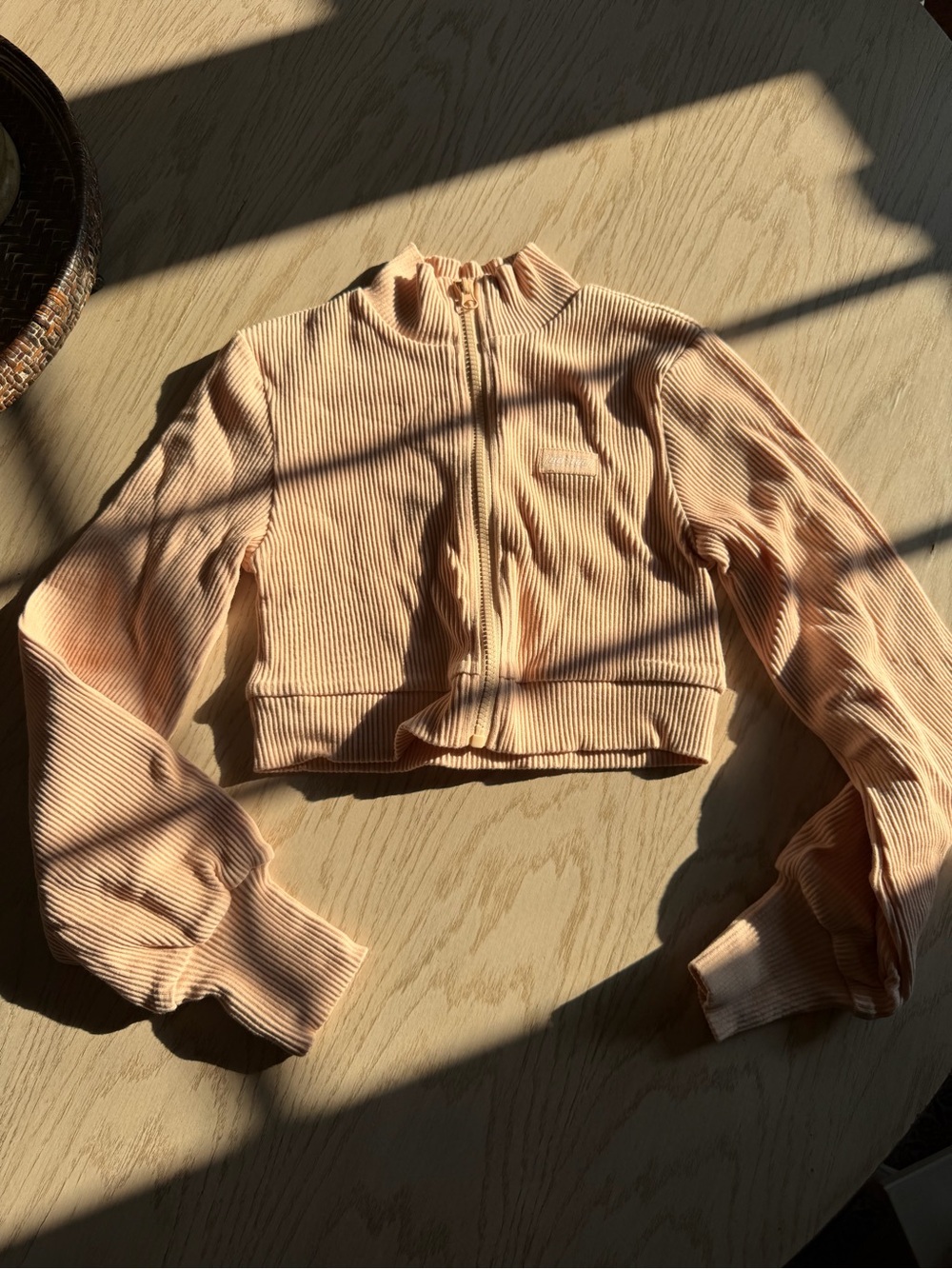 NWT Bo+Tee Cropped Ribbed Zip-Up Jacket